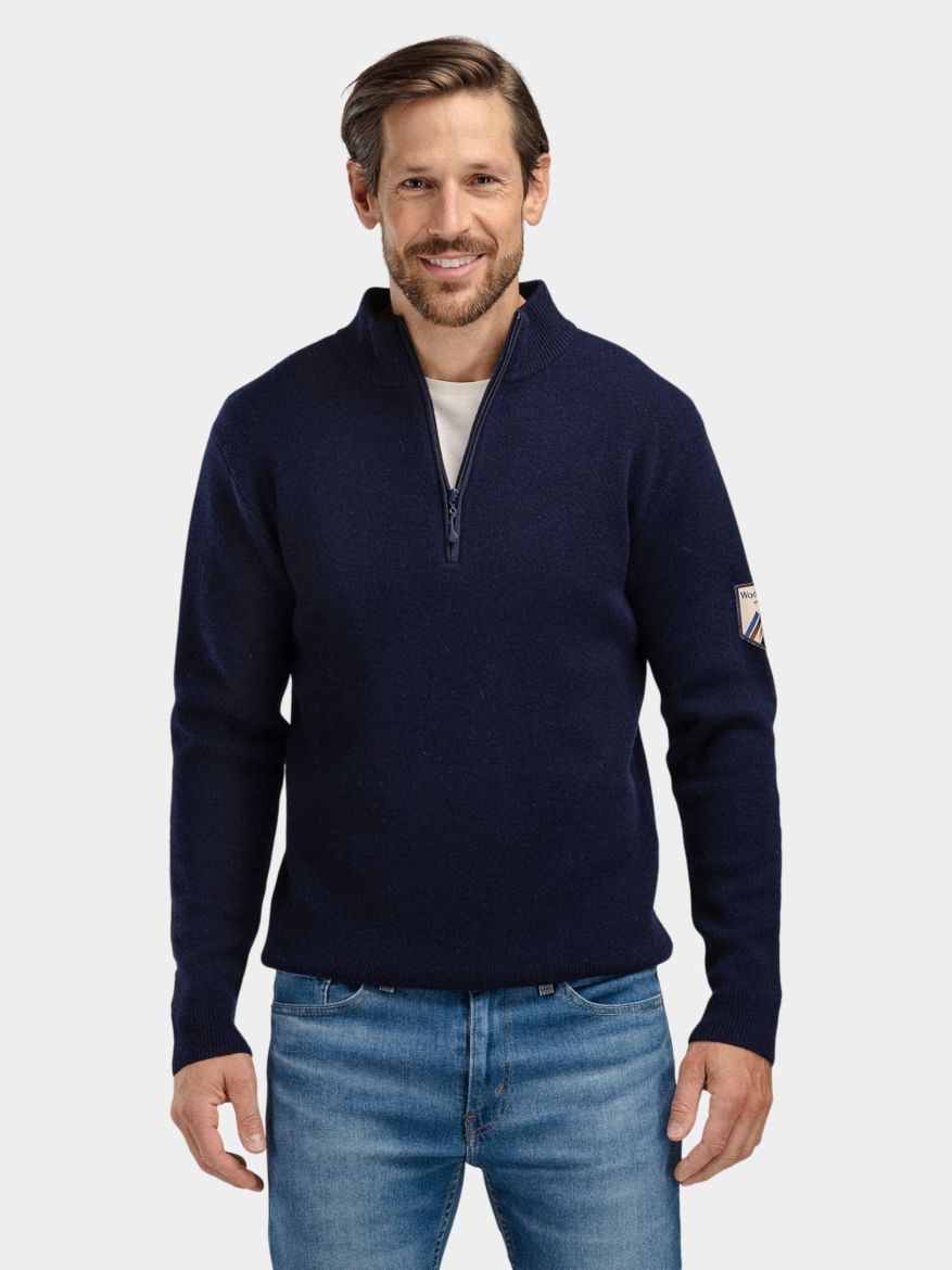 Bilde av WoolLand Tydal knitted sweater 1-2 zip man Dark Blue
